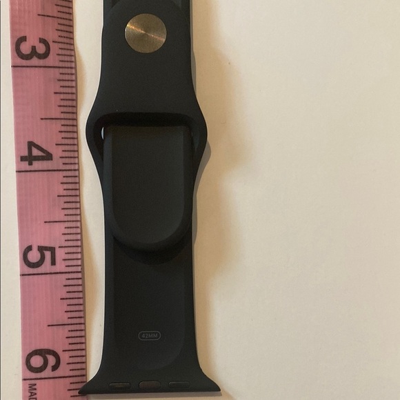 Apple Watch Silicone Gunmetal gray buckle Black Band 42mm - Picture 4 of 7